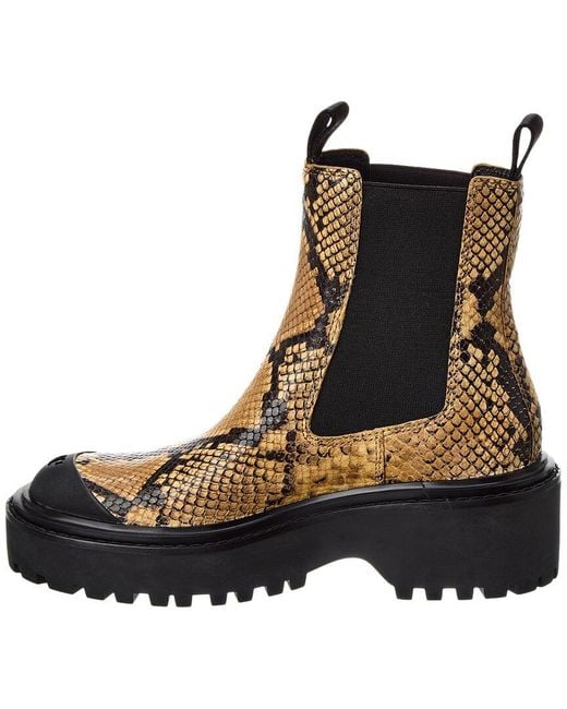 Tory Burch Black Chelsea Lug Snake-embossed Leather Flatform Boot