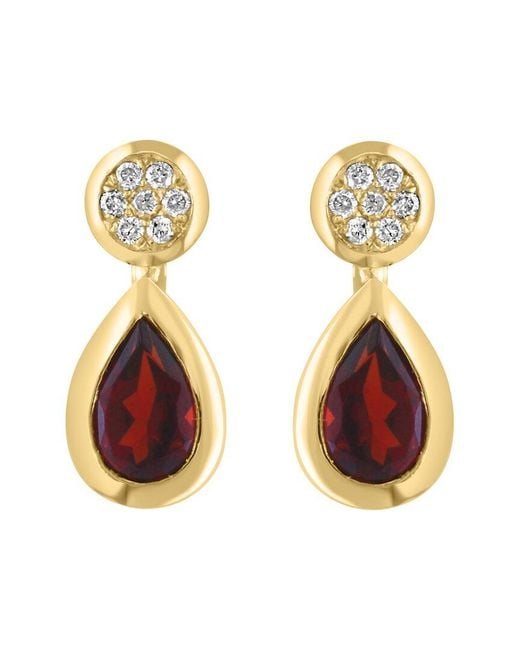 Effy Fine Jewelry Metallic 14K 1.14 Ct. Tw. Diamond & Garnet Earrings
