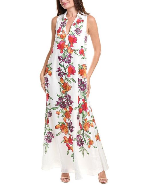 Badgley Mischka White Trapeze Shirt Gown