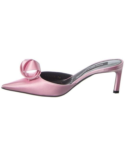 Sergio Rossi Pink Bigoudi Satin Mule