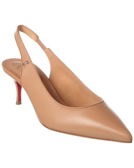 Christian Louboutin Natural Sporty Kate 55 Leather Slingback Pump