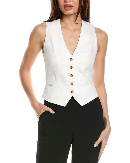 Reiss Hollie Linen-Blend Waistcoat in White | Lyst
