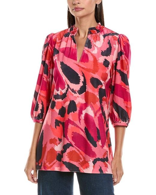 tyler boe Red Cheri Velvet Tunic Top