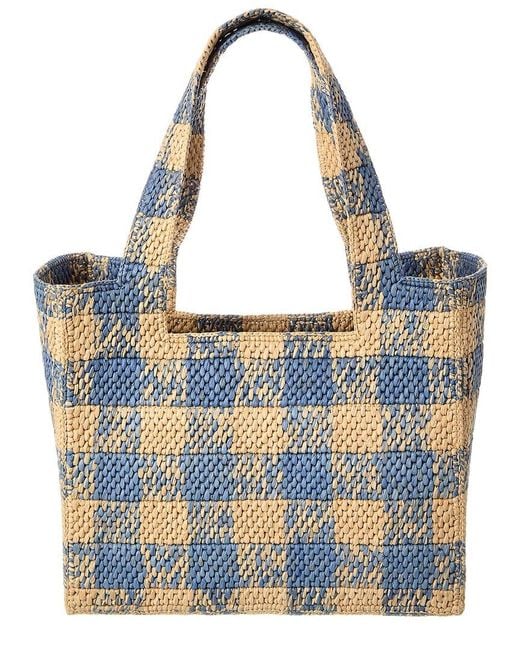 Loewe Blue Font Raffia Tote