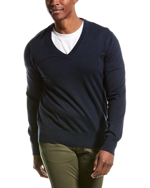 Brooks Brothers Blue Jersey V-neck Sweater for men
