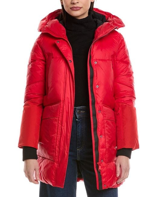 Pajar Red Mid-Length Quilted Parka Puffer