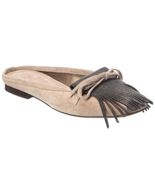 Brunello Cucinelli Gray Suede Mule