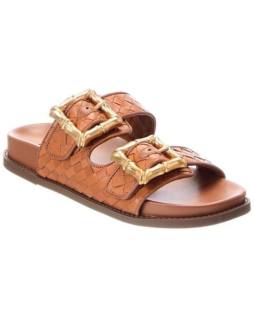 SCHUTZ SHOES Pink Enola Sporty Leather Woven Sandal