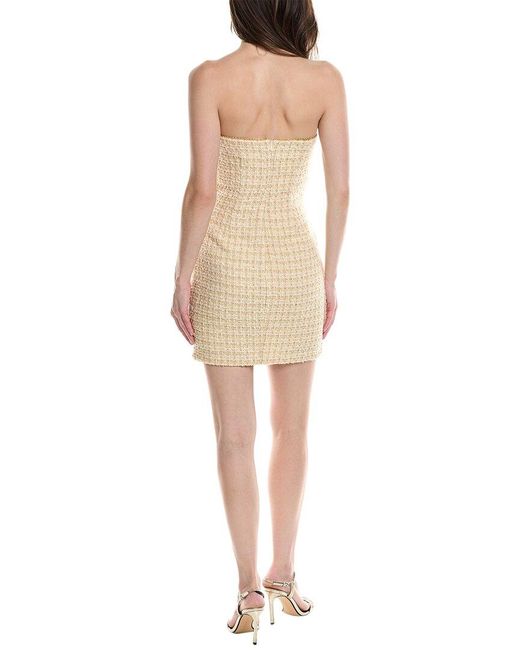 Eva Franco Natural Strapless Tweed Sheath Dress