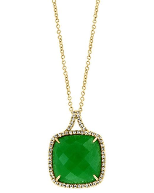 Effy Fine Jewelry Green 14K 13.23 Ct. Tw. Diamond & Jade Necklace