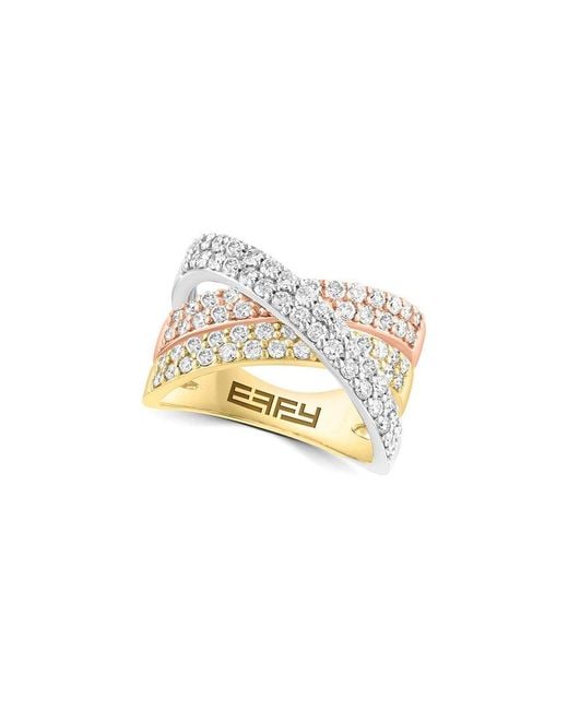 Effy Fine Jewelry White 14K Tri-Tone 1.33 Ct. Tw. Diamond Ring