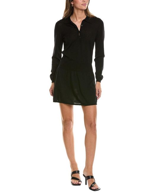 FRAME Black The Smart Wool Polo Dress