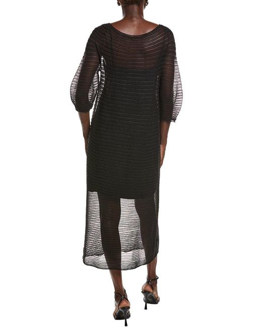 Lafayette 148 New York Black Crepe Sheer Pleat Silk-blend Dress