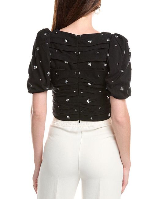 Endless Rose Black Embellished Pleated Top