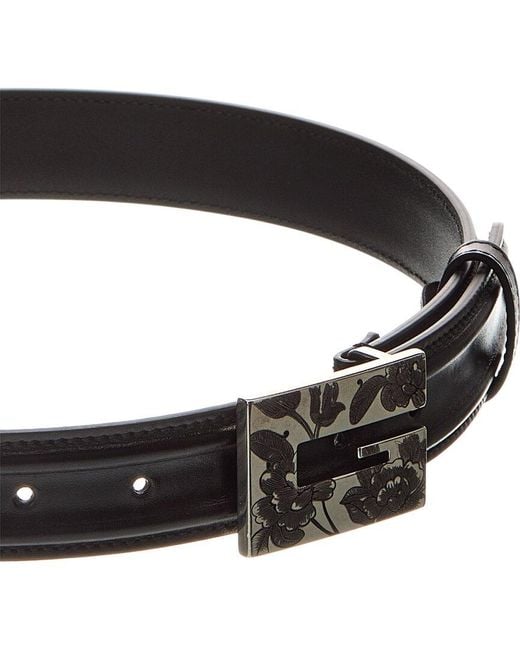 Gucci Black Memorable Buckle Leather Belt for men