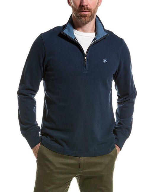 Brooks Brothers Blue Sueded Jersey 1/2-zip Pullover for men