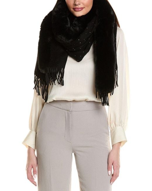 La Fiorentina Black Embellished Cashmere Wrap