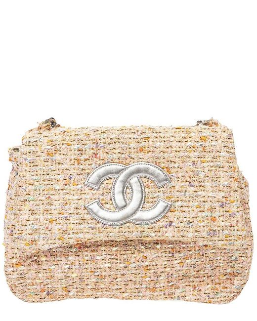 Chanel Natural Limited Edition & Tweed Cc Logo Single Flap Chain Top Handle Bag (Authentic Pre-Owned)