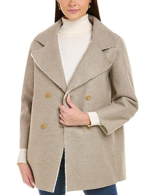 Vilagallo Double-breasted Wool-blend Coat in Brown (Natural) | Lyst