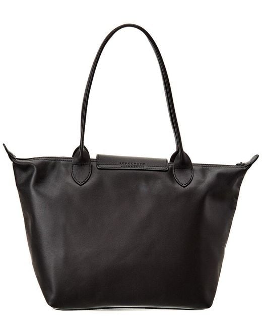 Longchamp Black Le Pliage Xtra Medium Leather Long Handle Tote