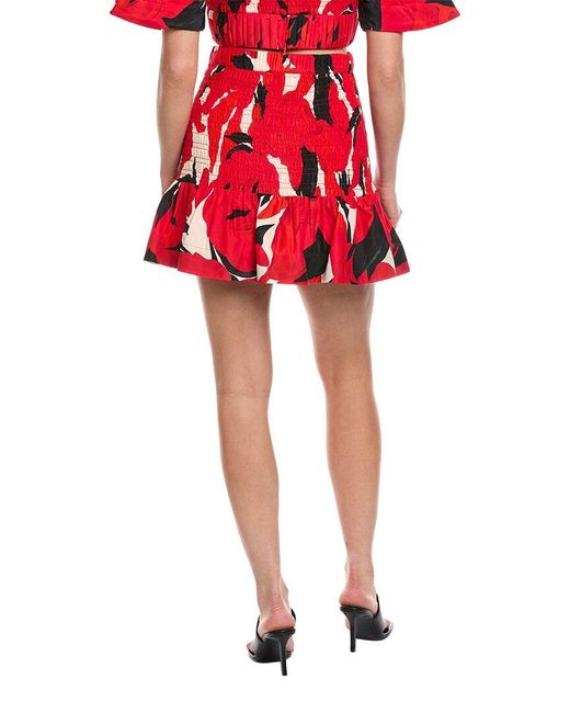 AMUR Red Penelope Silk-Blend Mini Skirt