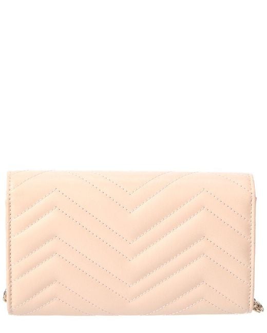 Gucci Natural Gg Marmont Leather Wallet On A Chain