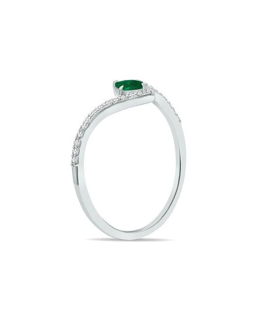 Gem Spark Blue 14K 0.27 Ct. Tw. Diamond & Emerald Ring