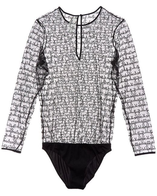Wolford Black Lace Blouse Bodysuit