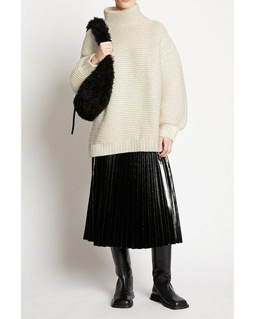 Proenza Schouler White Chunky Knit Turtleneck Wool-blend Sweater