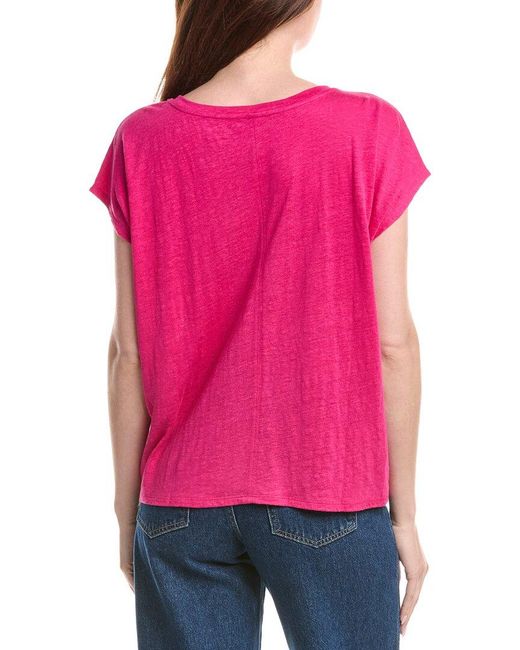 Eileen Fisher Pink V Neck Square Linen T-Shirt