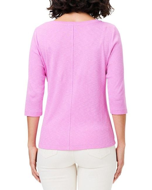NIC+ZOE Purple 3/4 Sleeve Boat T-Shirt