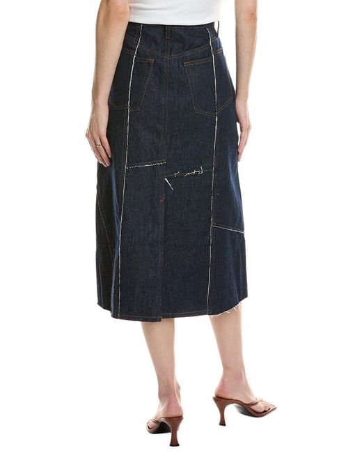 FRAME Blue The Patchwork Midi Skirt