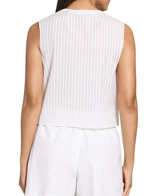 Theory White Cropped Shirt