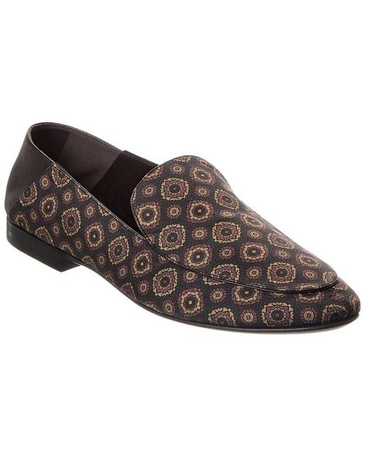 Saint Laurent Brown Alain Canvas & Leather Flat