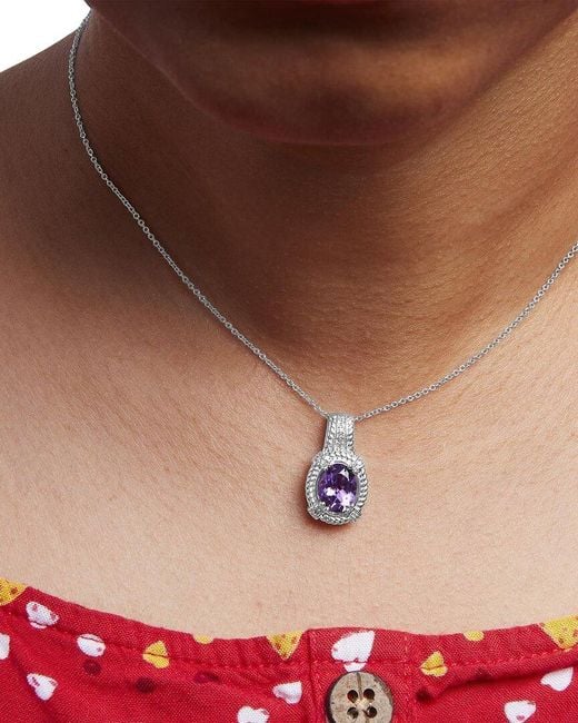 Haus of Brilliance Metallic 1.75 Ct. Tw. Diamond & Amethyst Pendant Necklace