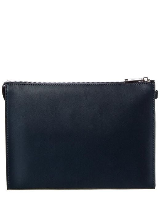 Fendi Blue Ff Diagonal Leather Pouch