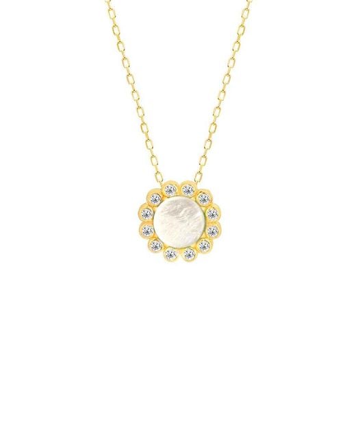 Gabi Rielle Metallic 14K Over Pearl Cz Sunlite Necklace