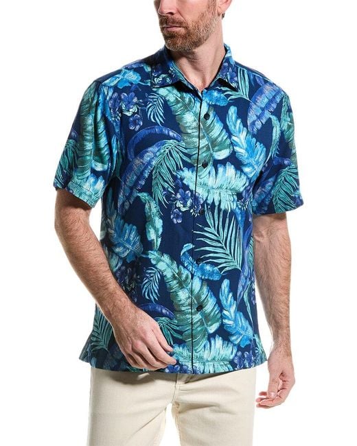 Tommy Bahama Blue Summer Street Fronds Silk Shirt for men