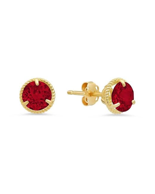 MaxColor Red 14k 1.70 Ct. Tw. Lab-grown Ruby Halo Studs