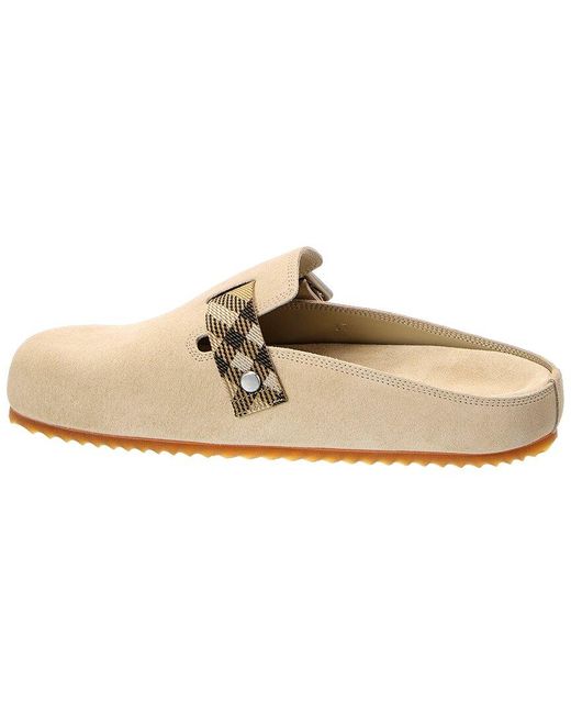 Burberry White Urchin Suede & Canvas Mule