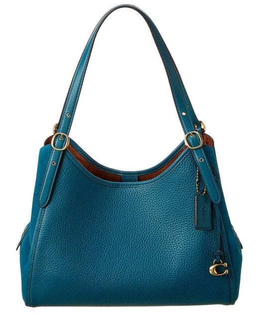 COACH Lori Leather & Suede Shoulder Bag in Blue Lyst