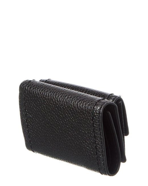 Marc Jacobs Black Groove Slg Mini Leather Trifold Wallet