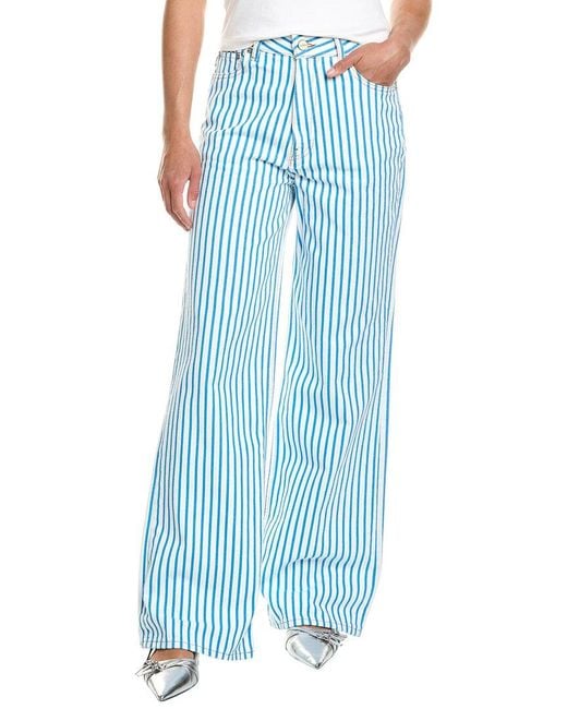 Ganni Blue Stripe Denim Pant