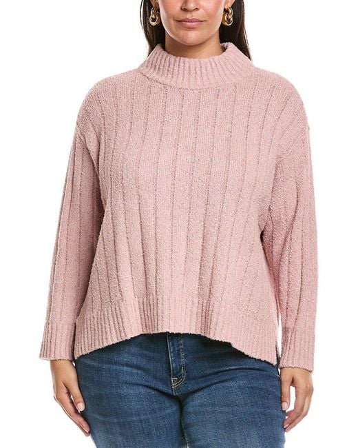 Eileen Fisher Pink Plus Turtleneck Cashmere-Blend Sweater