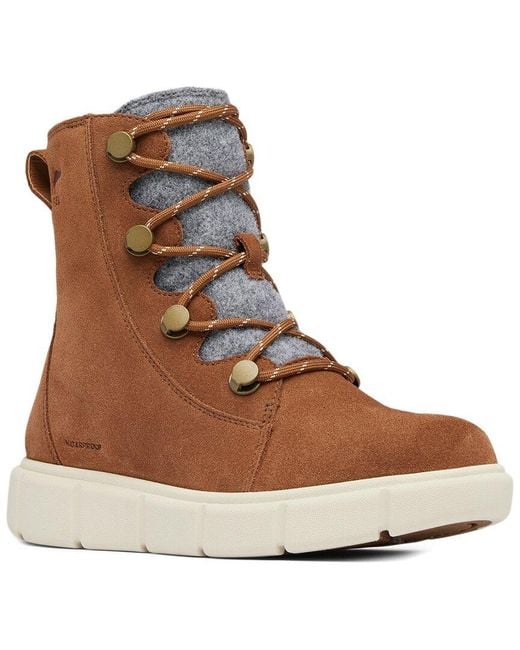Sorel Brown Explorer Iii Joan Waterproof Suede Boot