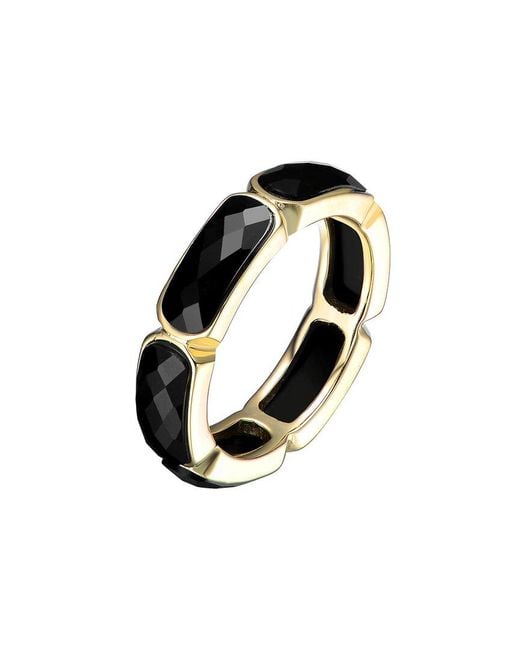 Genevive Jewelry Black 14k Over Silver Cz Statement Ring