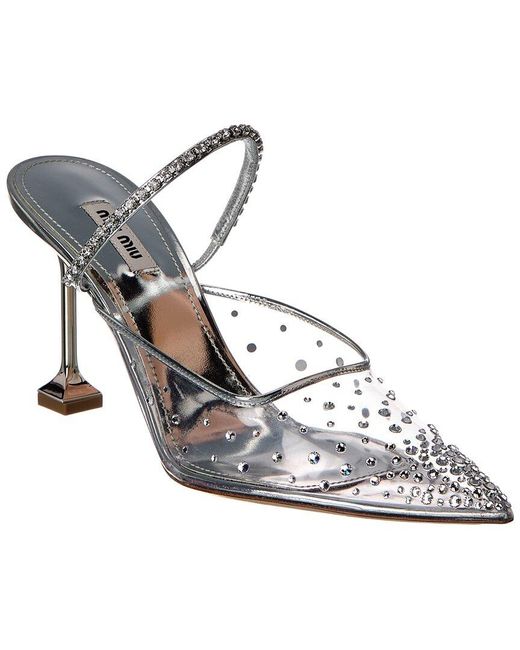 Miu Miu White Vinyl & Leather Pump