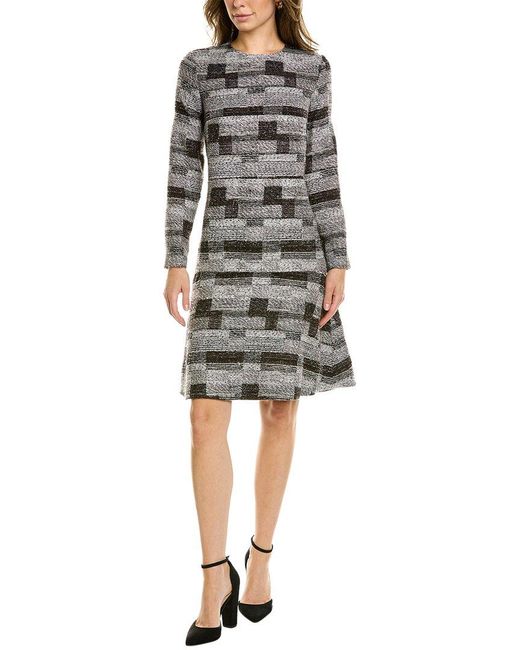 Oscar de la Renta Black Wool-blend Tweed Shift Dress