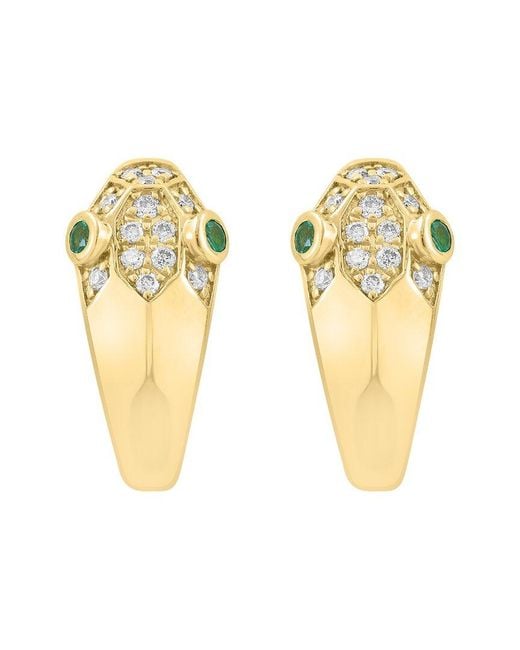 Effy Fine Jewelry Metallic 14K 0.19 Ct. Tw. Diamond & Emerald Earrings