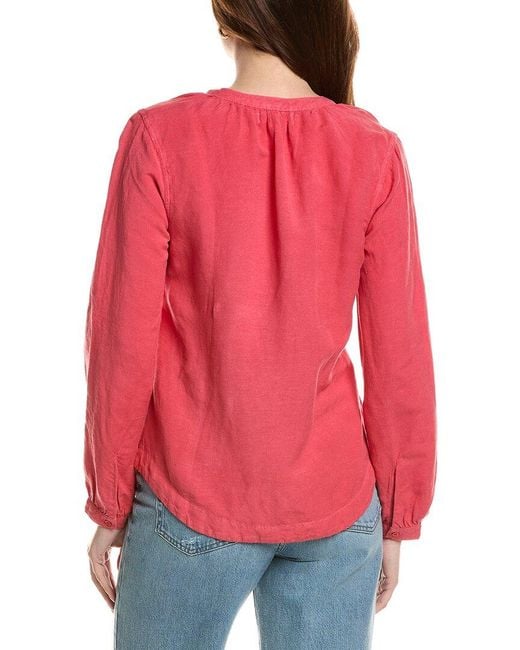 Bella Dahl Shirred Linen-Blend Pullover